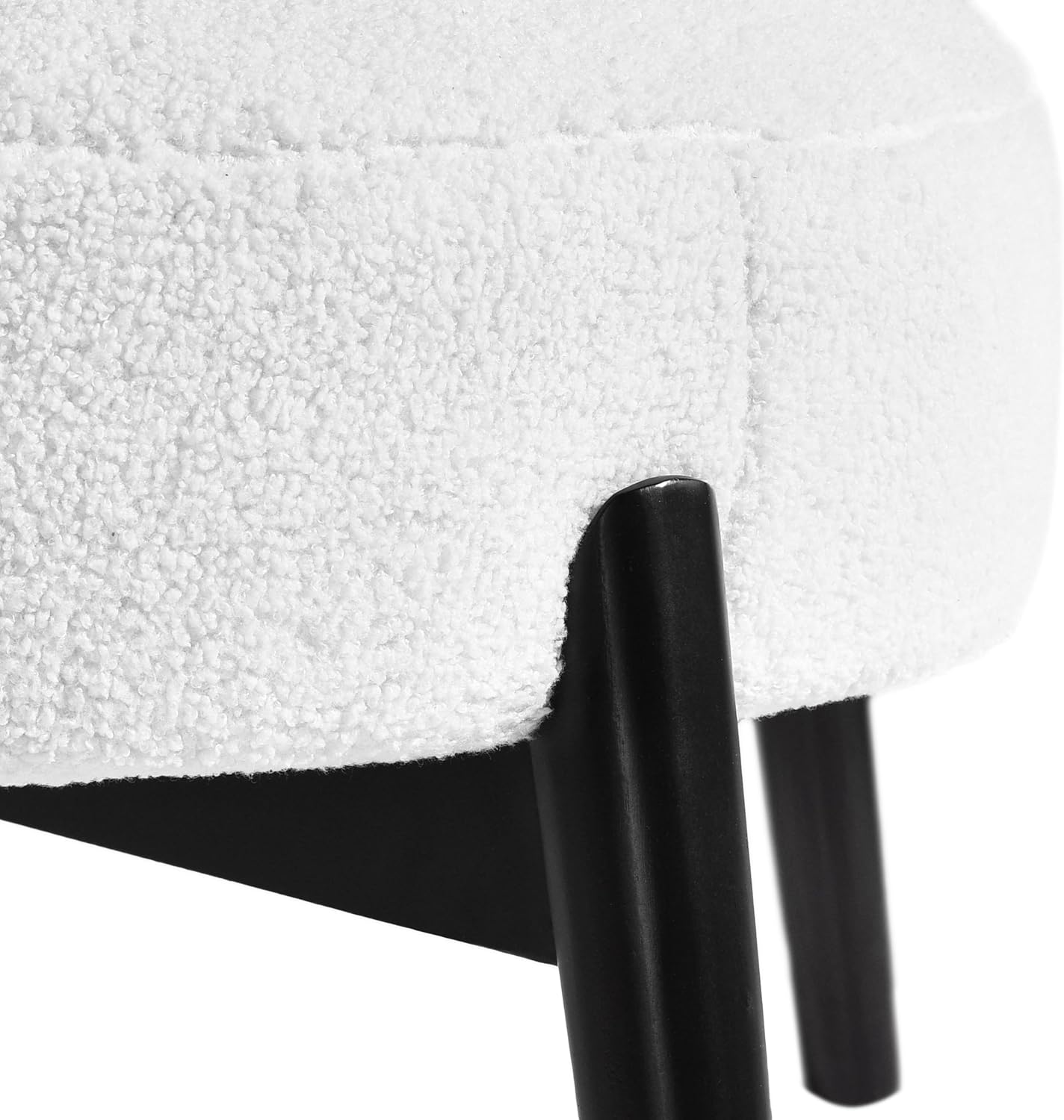 Christopher Knight Home Ipomoea Low-Back Accent Chair Side Chair, Modern Accent Chair,Mid-Century Upholstered Armchair with Curved Backrest, Bouclé Fabric,Birch Wood, White + Black