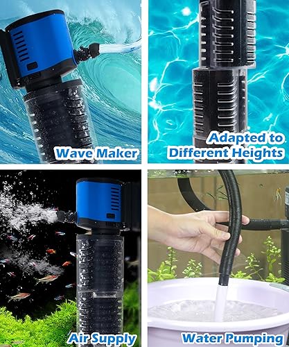 Miniatura 2 de Hypool Filtro de acuario para 35-75 galones, filtros sumergibles de bomba de recipiente de 260 GPH para limpiar tanque de tortugas de peces, bañera