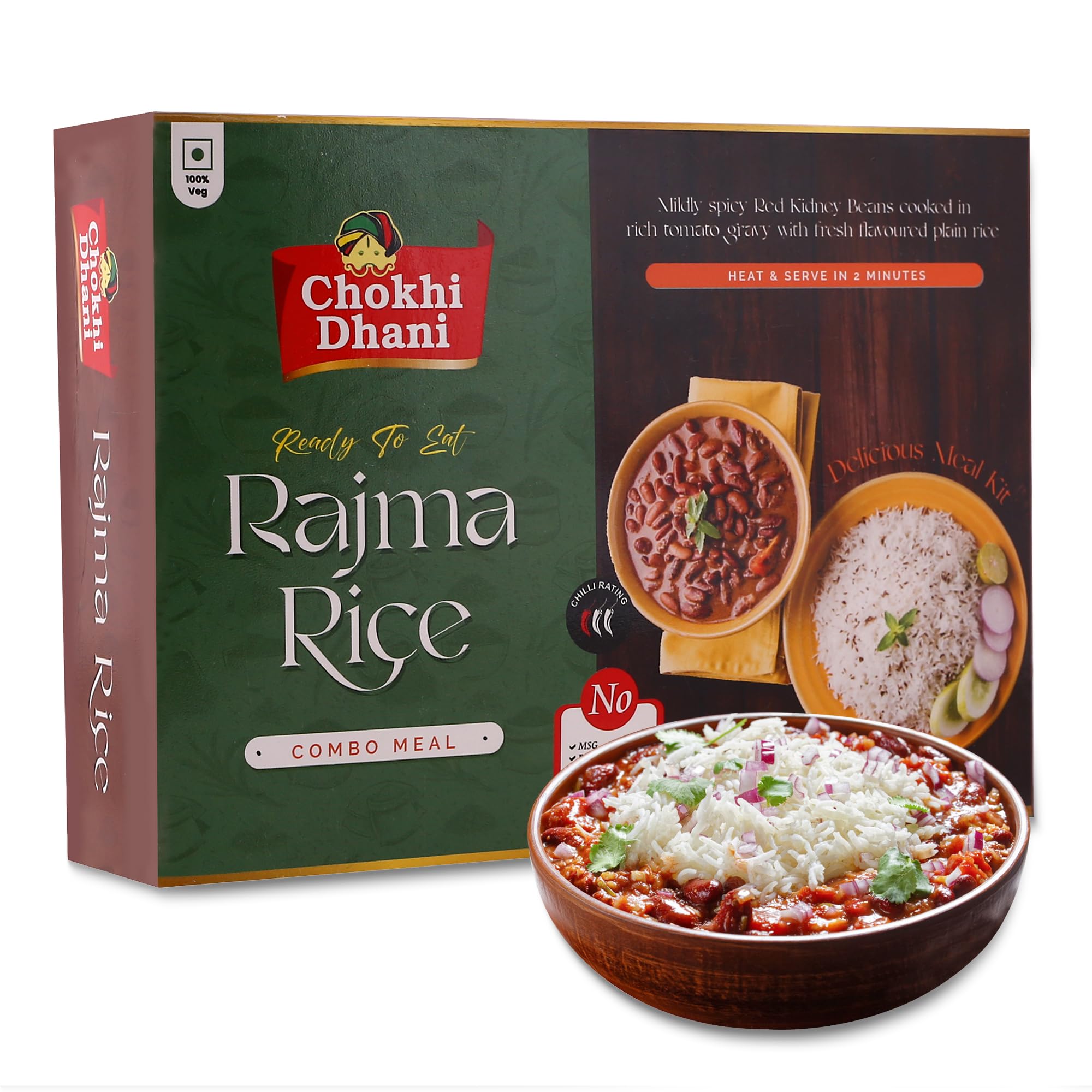 Chokhi Dhani Rajma Rice | Ready to Eat Meals | Just Heat & Eat | Microwave | Stove Top or Hot Water | Ready in 2 Minutes | Pack of 1, 350 gm