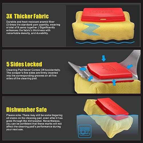 Miniatura 5 de GRILLART Cepillo de parrilla sin cerdas. Cabezal de limpieza reemplazable SteamWizards para barbacoa, herramienta raspadora única sin costuras para