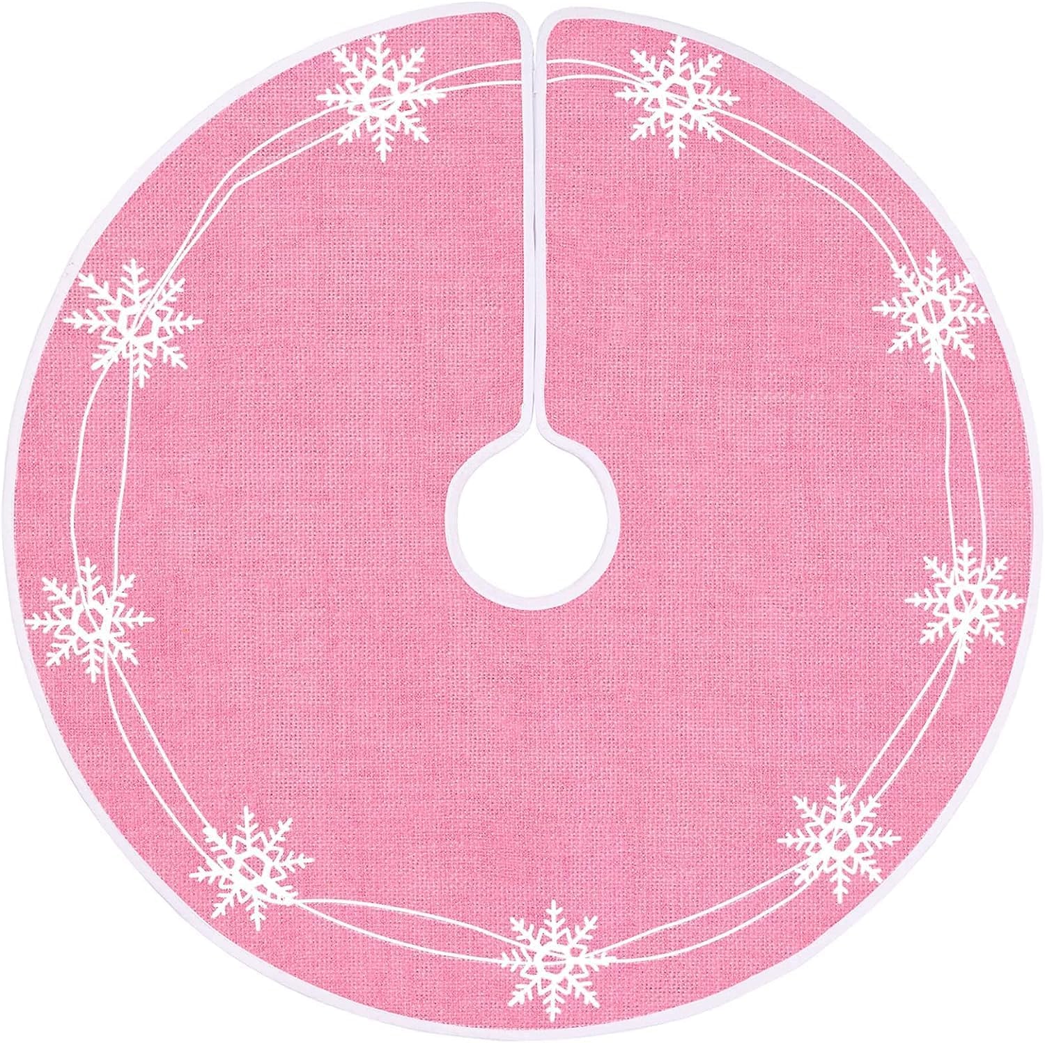 N&T NIETING - Falda de árbol de Navidad de 75 cm con copo de nieve rosa en yute - Decoración para Navidad