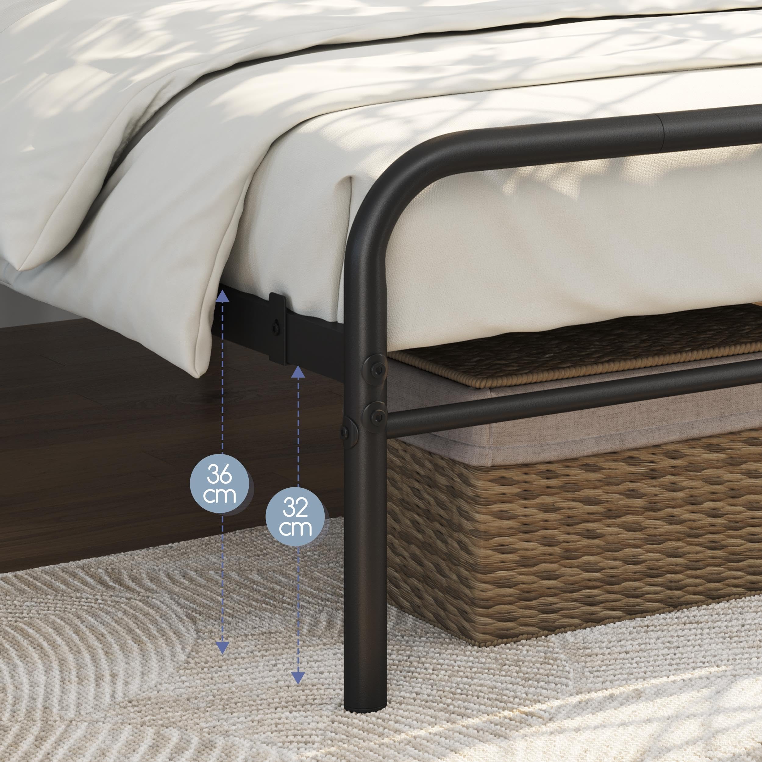 Yaheetech Bedframe 41 cm metalen bedframe van metaal, modern jeugdbed met lattenbodem, tweepersoonsbed eenpersoonsbed zwart 90 x 190 cm Yaheetech Bedframe 41 cm metalen bedframe van metaal, modern jeugdbed met lattenbodem, tweepersoonsbed eenpersoonsbed zwart 90 x 190 cm