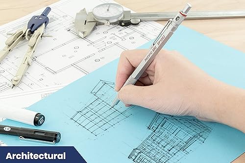 Vista 35 de Pacific Arc Chromagraph - Portaminas de metal de 0.028 in, barril plateado, con indicador de grado de lápiz integrado, soporte para lápiz de plomo