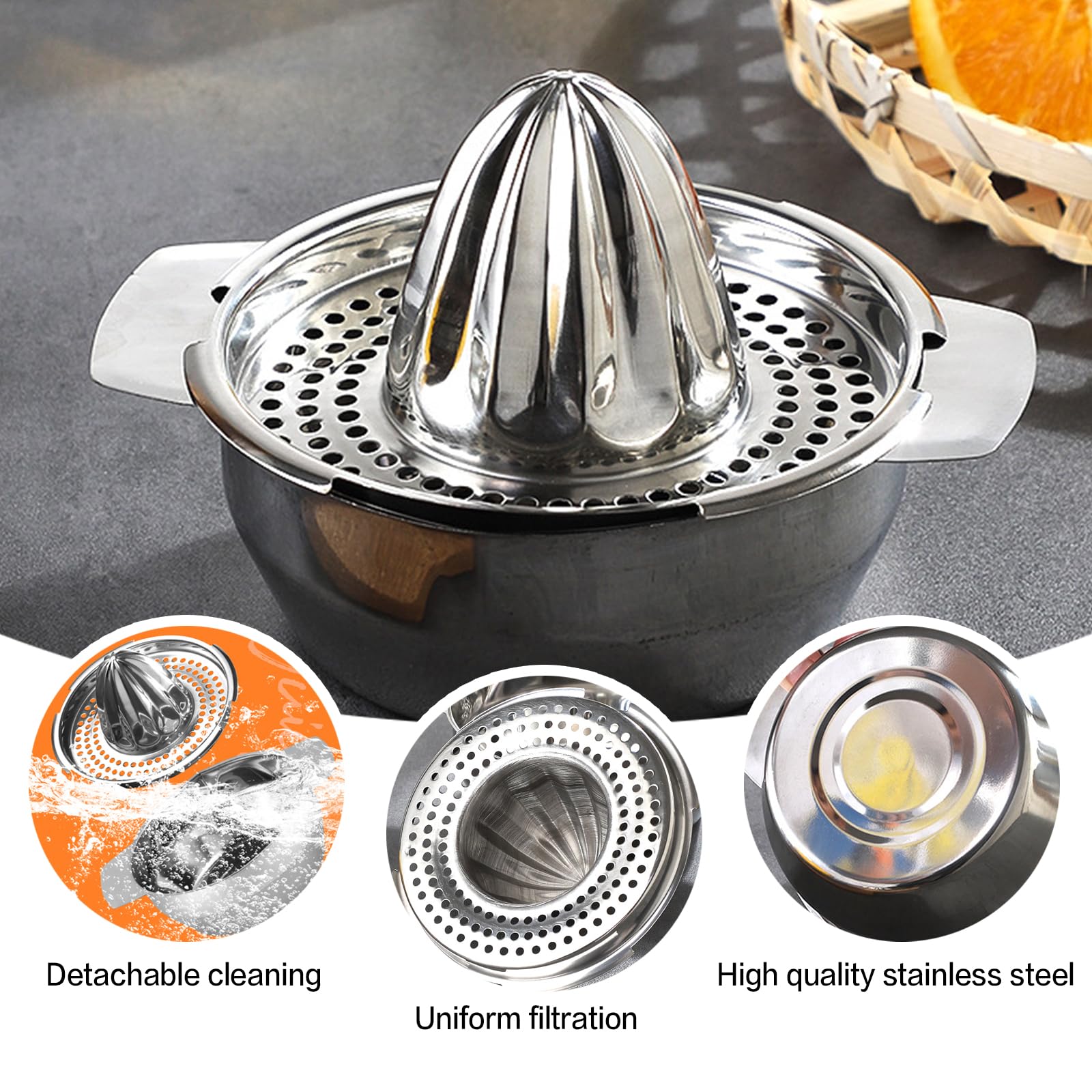 Manuelle Saftpresse Edelstahl - Zitruspresse Mit 400ml Behälter