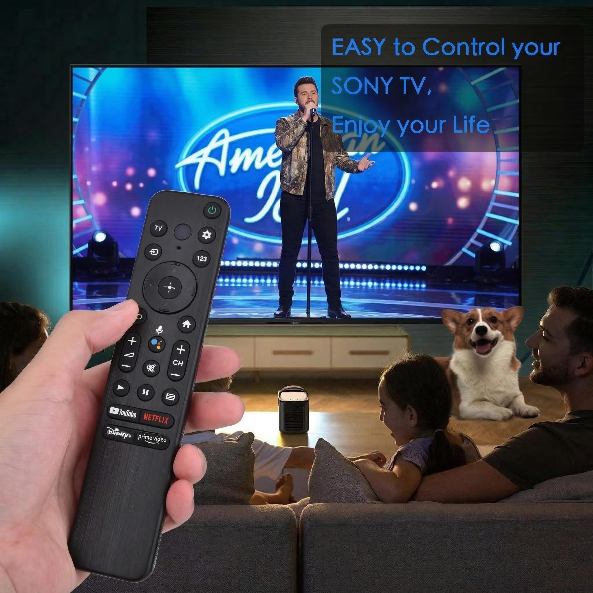 Telecomando vocale per Smart TV Sony, controllo di ricambio per tutte le Smart TV Sony Bravia Google 4K UHD LED LCD HD dal 2018 al 2025, con 4 pulsanti di collegamento rapido