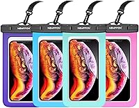 Vista 24 de Paquete de 4 bolsas flotantes impermeables para teléfono, protector flotante transparente con cordón, funda universal grande flotante a prueba