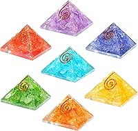 Vista 11 de Crocon Rubí cianita orgón pirámides de piedra curativa piedras preciosas de orgonita piedras piramidales Reiki Crystal Chakra colección