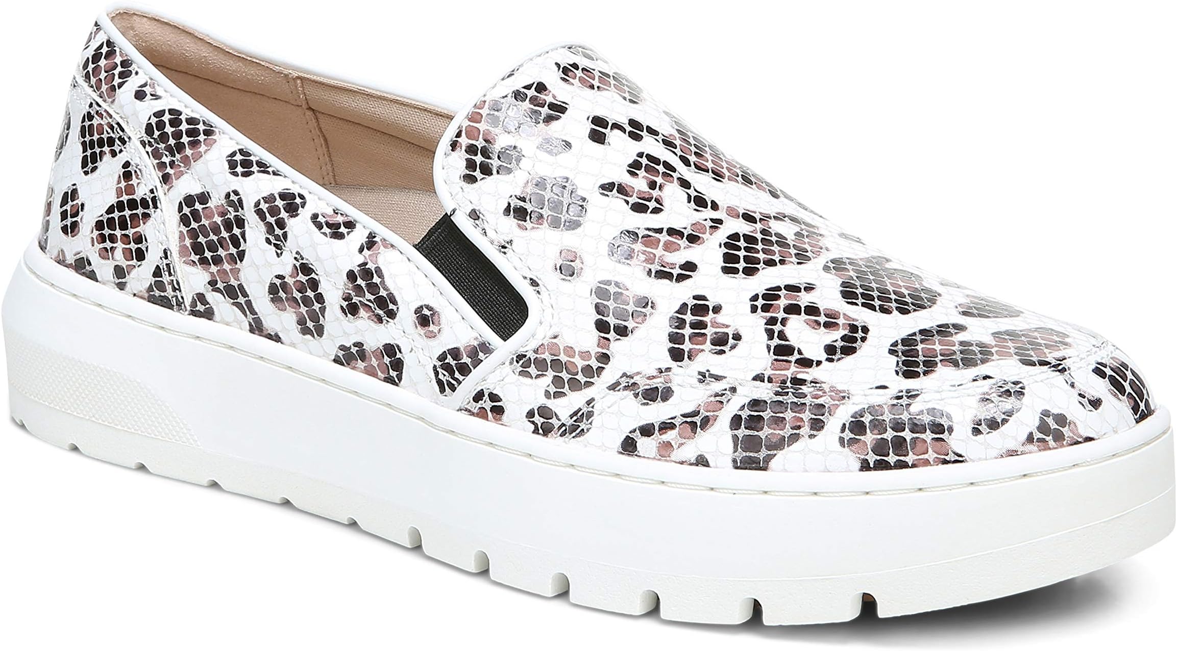 Vionic Women's Abyss Dinora Platform Slip-on Sneaker- Supportive Leather Casual Shoes That Include Three-Zone Comfort with Orthotic Insole Arch Support, Medium Fit