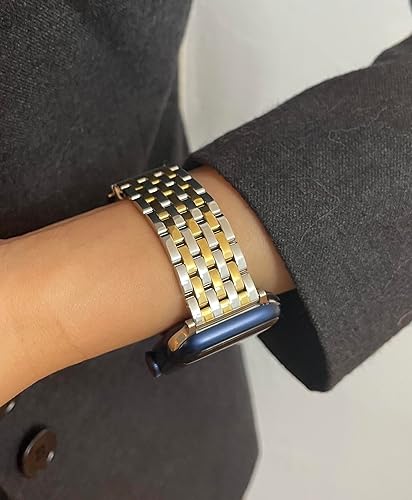 Miniatura 3 de Correa de reloj de siete eslabones para Apple Watch Series 11, 10, 9, 8, 7, 6, 5, 4, 3, 2, 1 y SE 321 para mujer, elegante correa de metal de acero