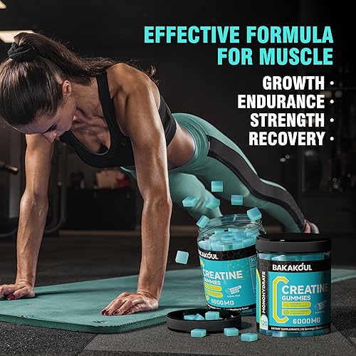 Miniatura 6 de Gomitas de monohidrato de creatina para hombres y mujeres, 120 gomitas sin azúcar con glicinato de magnesio, L-treonato, L-taurina + vitamina B12