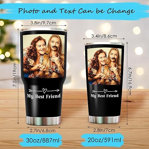 Miniatura 2 de Vaso de fotos personalizado para papá mamá familia taza de viaje de acero inoxidable con impresión de doble cara aislada imagen personalizada y