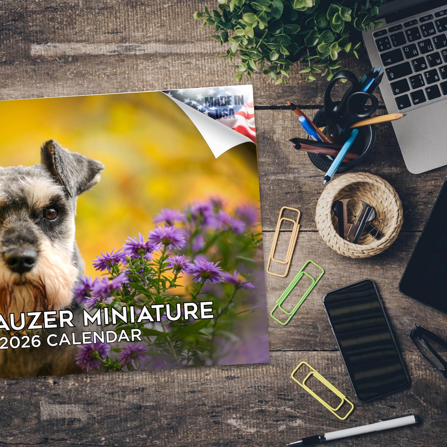Calendario 2024 2025 Schnauzer in miniatura, calendario mensile da parete con razza di cane, 30,5 x 45,7 cm, aperto, carta spessa senza sbavature, idea regalo, calendario per insegnanti accademici,