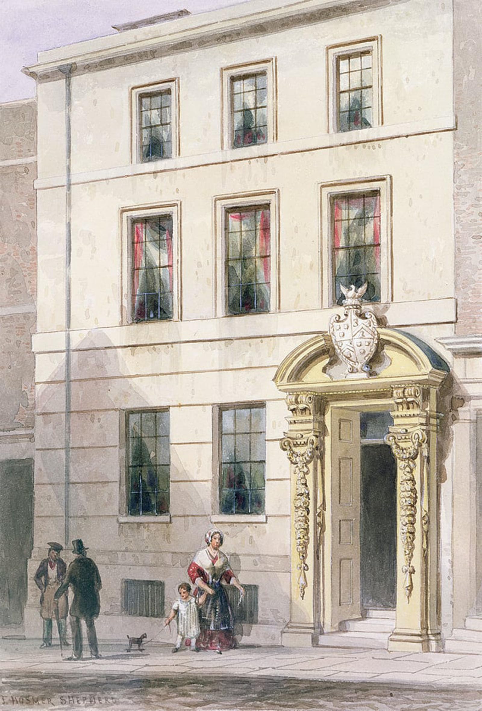 Artxlxxbn No Frame Famous Print Painting Colorful Art Print The New Front Of Painter Stainers Hall By Hosmer Shepherd Canvas Art Decorations For Home Decor 60X90cm
