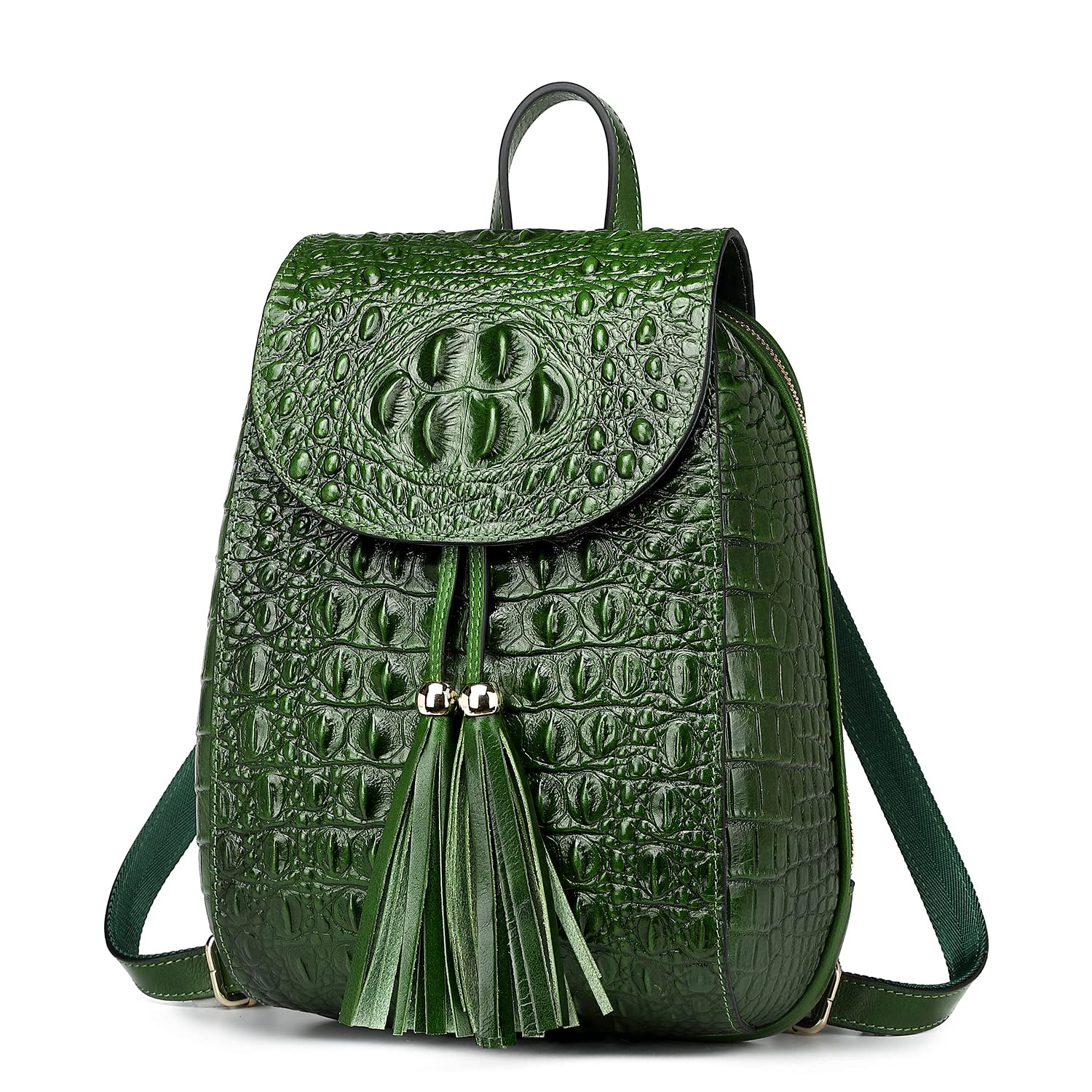 COOLCYWomen Genuine Leather Backpack Purse Small Crocodile Designer Bag