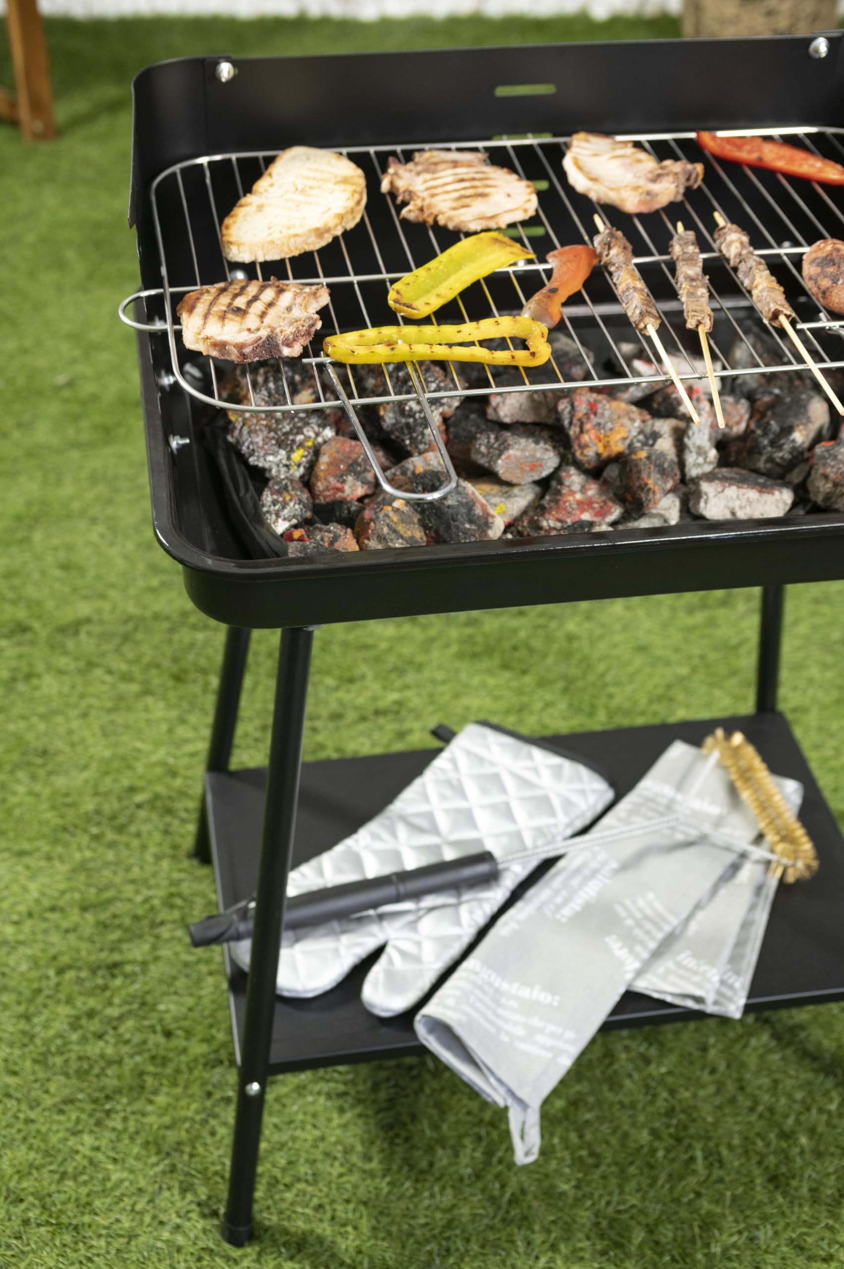 soriani Barbecue à charbon de bois rectangulaire 58 x 38 cm Sun-Day Noir