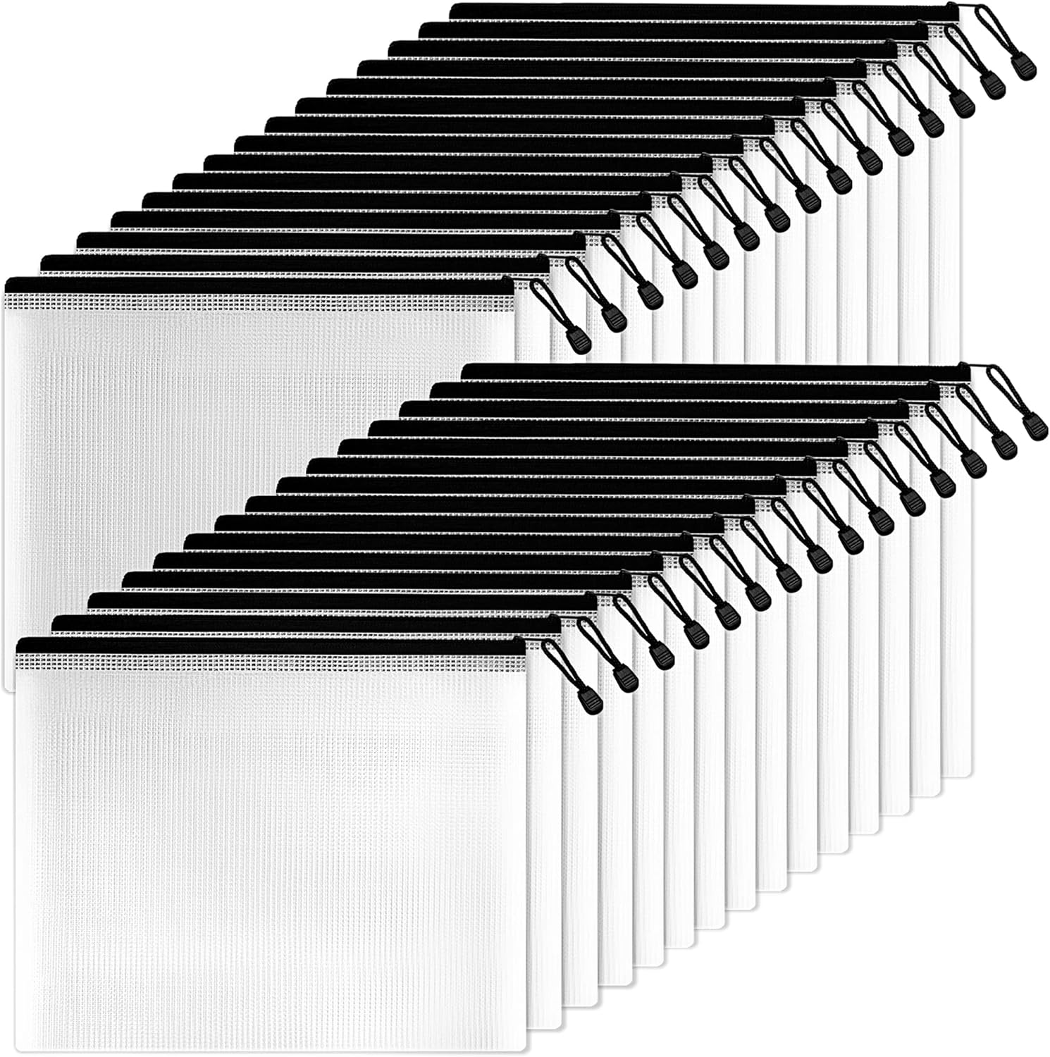 SUNEE Plastic Zipper Pouches 9x13in (Black, 30 Packs),WaterResistant Zip Bag for