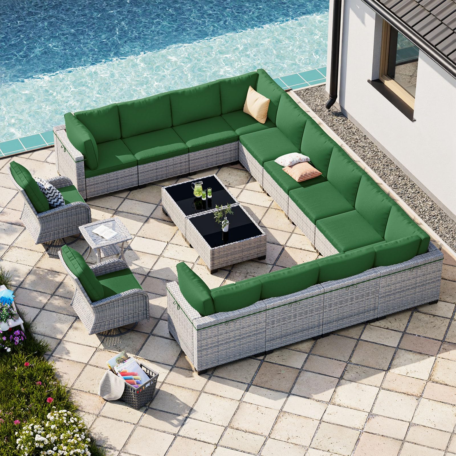 Outdoor PE Wicker Rattan Modular Patio Sectional Sofa Set