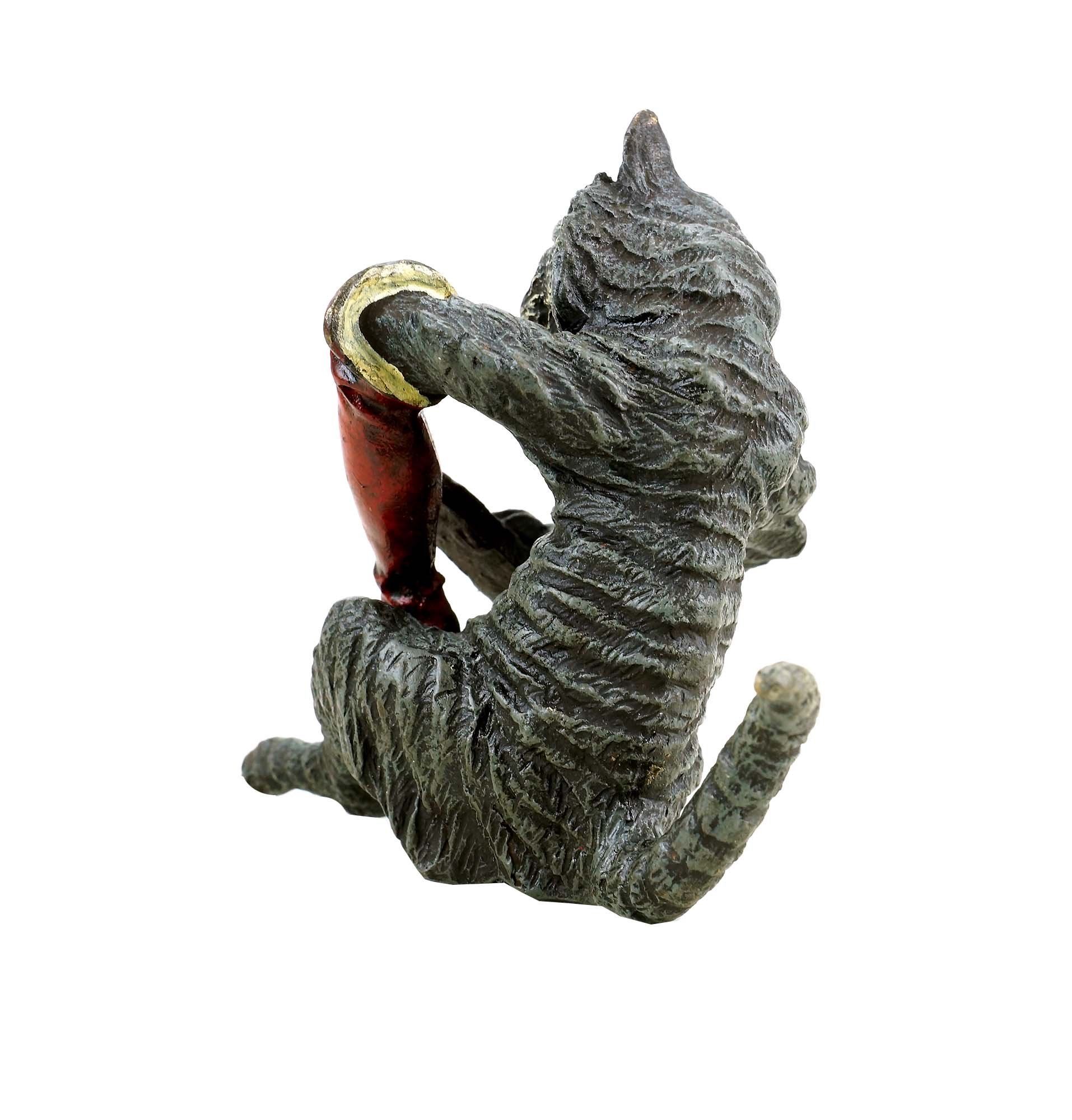 Kunst & Ambiente - Wiener Bronze Katze - Der Gestiefelte Kater - gestempelt - handbemalte Miniatur Statuen - Skulpturen online kaufen - Dekorative Figur - Wohndeko für Innen