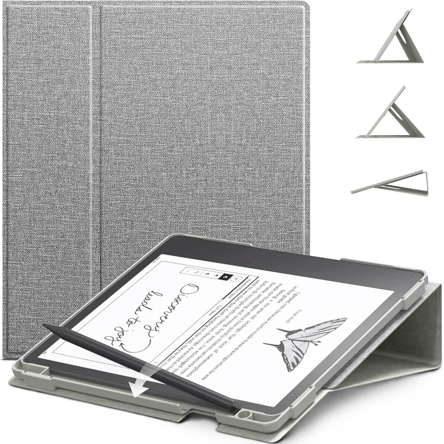 E NET-CASE Case for Kindle Scribe 10.2 inch 2024 & 2022 Released, Multi-Viewing Adjustable 360 Degree Rotating Stand Cover for Kindle Scribe 10.2”, Auto Sleep/Wake with Pen Holder, (Gray)