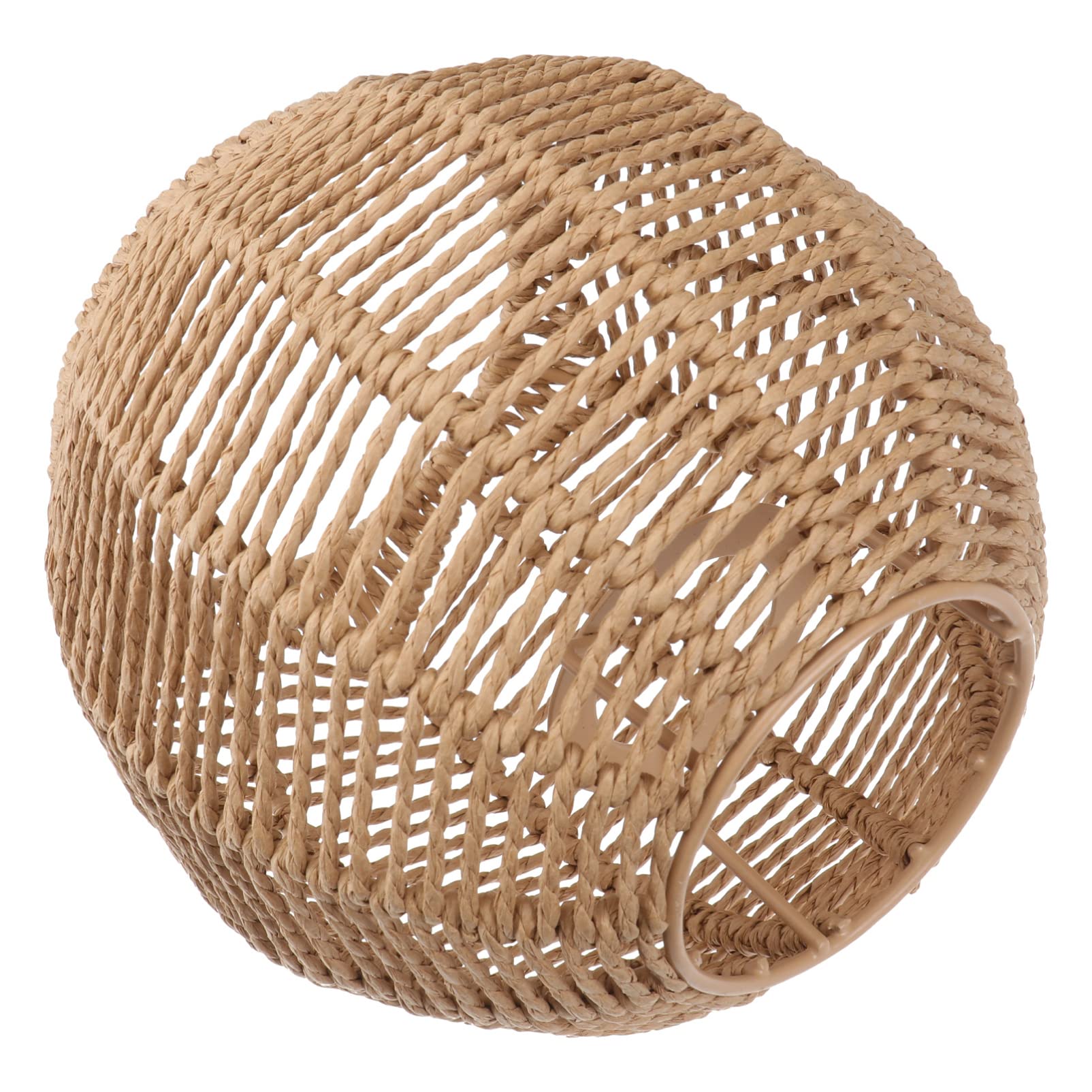 Generic Pendant Light Shade Woven Wicker Chandelier Pendant Light Shade Handwoven Rattan Wicker Lamp Shade Fixture Lamp Cover, Khaki, 15x15cm, V25FUP57112B98LDQ