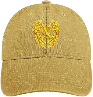 Gorra de béisbol amarilla con diseño de ángel de concienciación sobre el cáncer de sarcoma para hombres y mujeres, gorra de mezclilla ajustable