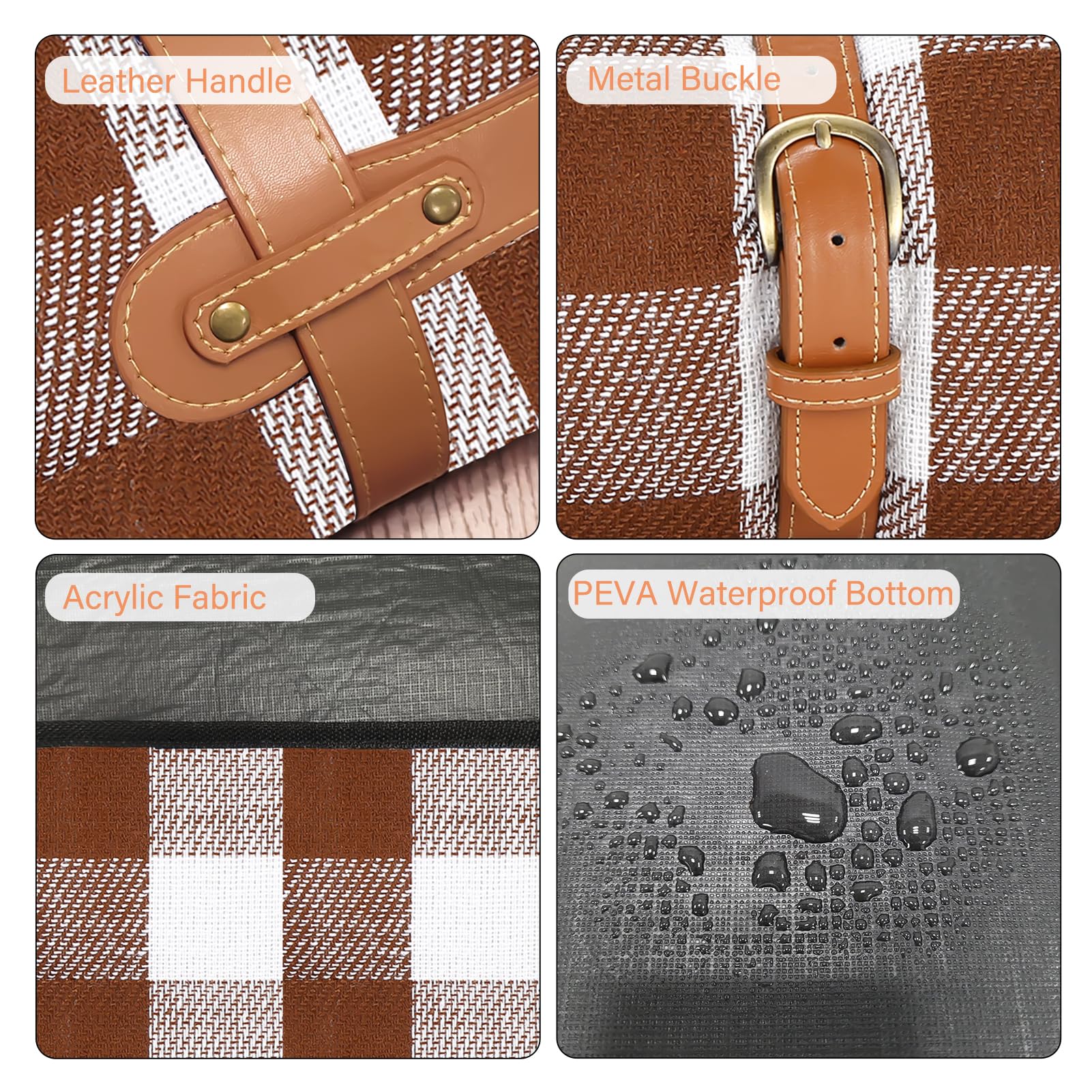 LIYUABU Coperta da picnic, 150 x 200 cm, marrone, impermeabile, portatile, extra grande, isolata con maniglia, perfetta per picnic, attività all'aperto, campeggio, spiaggia, parco