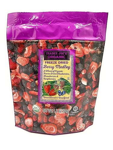 Trader Joe's Mezcla orgánica de bayas liofilizadas Mezcla orgánica de arándanos, fresas y frambuesas (paquete de 1)