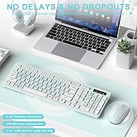 Vista 2 de Combo de teclado y mouse inalámbricos, teclado inalámbrico de tamaño completo y mouse DPI ajustable, receptor USB de 2.4 GHz, teclado y mouse
