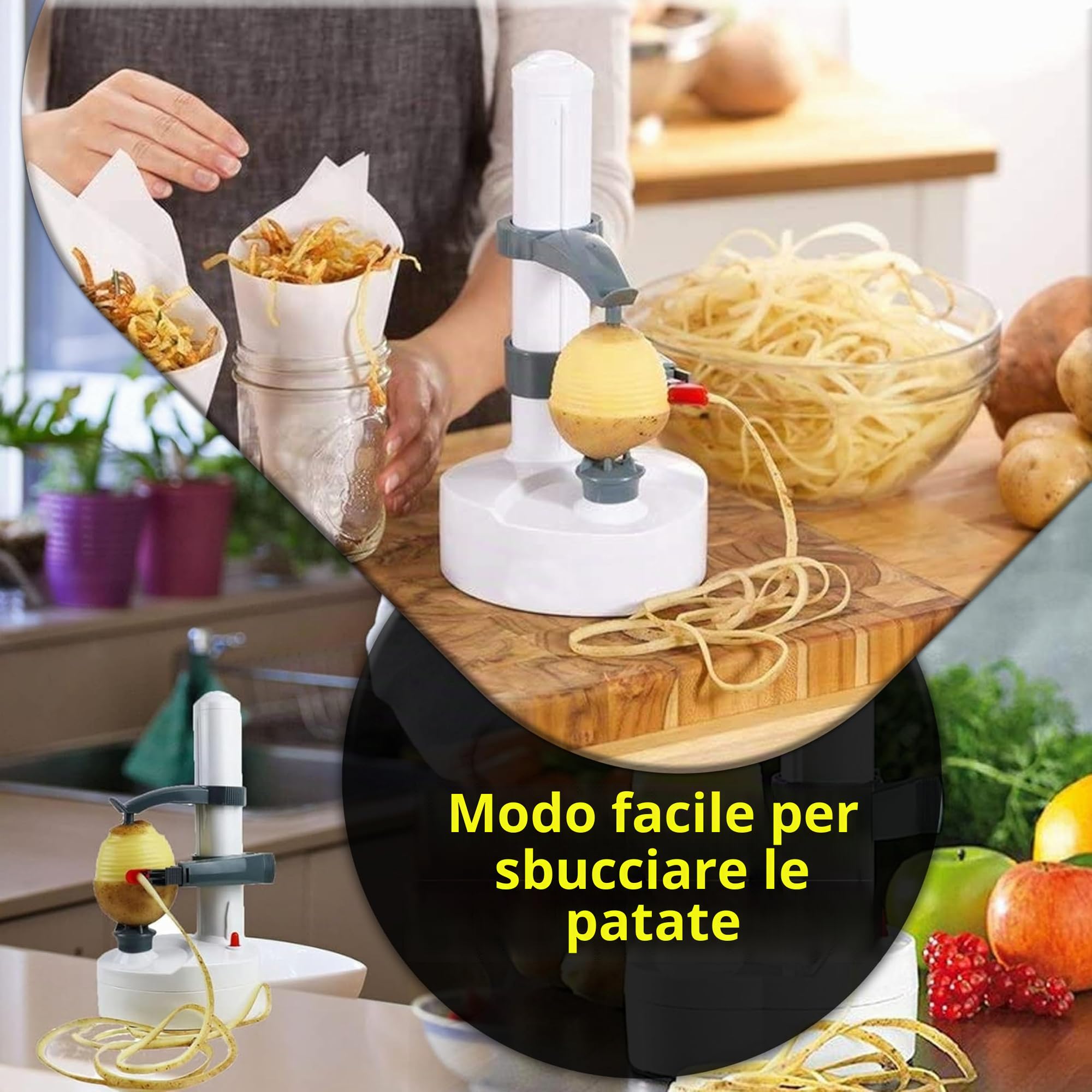 ARSUK Multifunzione Elettrico Pelapatate Automatico Rotante Mela Pelapatate Verdura Fresa Acciaio Inossidabile Cucina Macchina Peeling Attrezzo