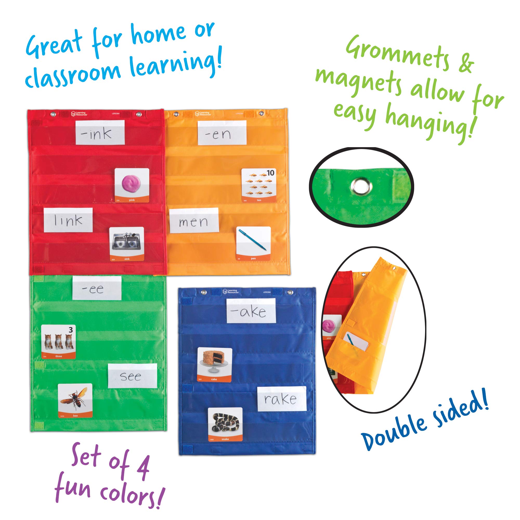 Learning Resources Pocket Chart Squares Set of 4, Classroom
