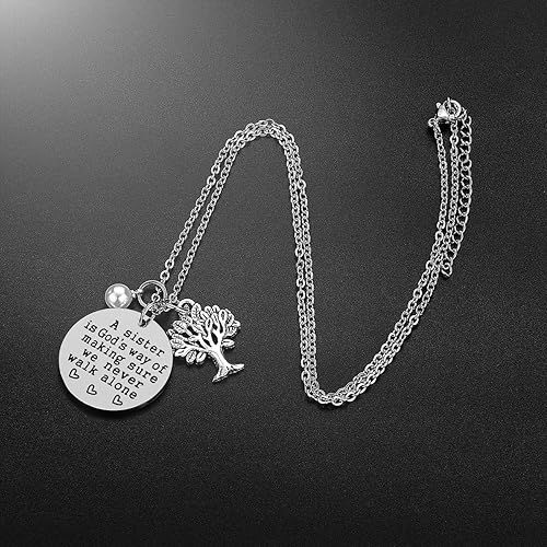Miniatura 5 de Collar para hermana, regalos para hermanas A Sister is God's Way of Making Sure We Never Walk Alone Sister Regalos de hermana, Metal