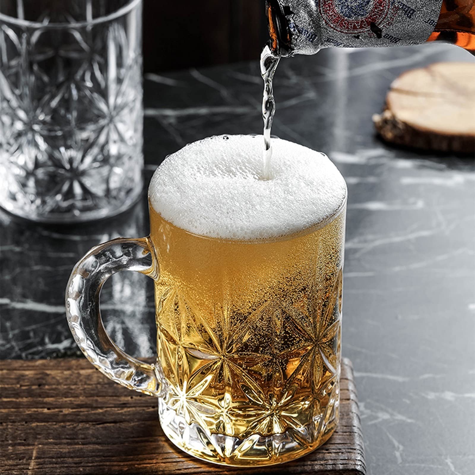 Set 6 Bicchieri Da Birra Artigianali In Vetro, 435 Ml – Adatti Per Congelatore, Lavastoviglie, Aroma E Schiuma, Regalo Ideale Per Uomo