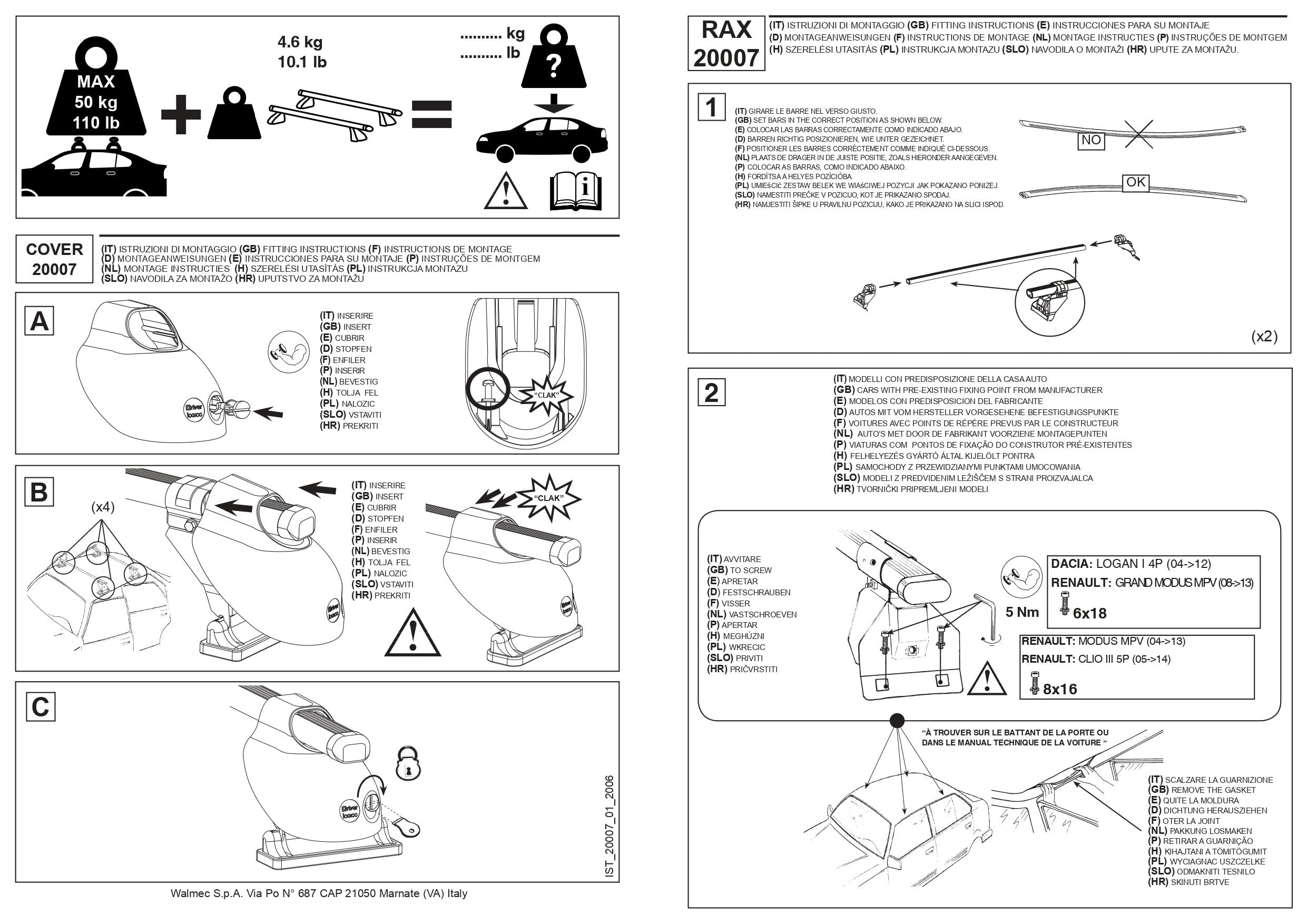 Tetrax Cam Sistema portatutto premontato RAX - cod.20007