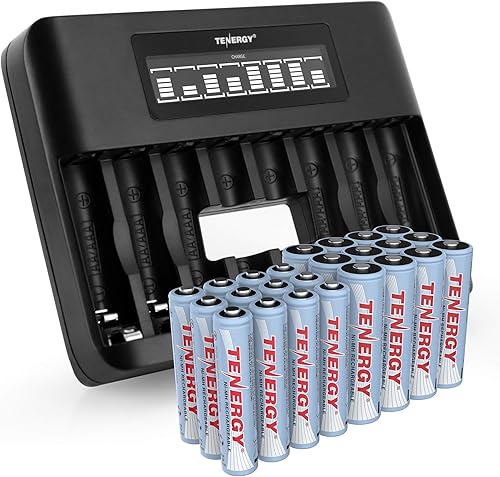 Tenergy Paquete de 24 baterías NiMH AA y AA de 1.2 V y AAA, 12 pilas AA y 12 pilas AAA, ideales para electrónica doméstica diaria
