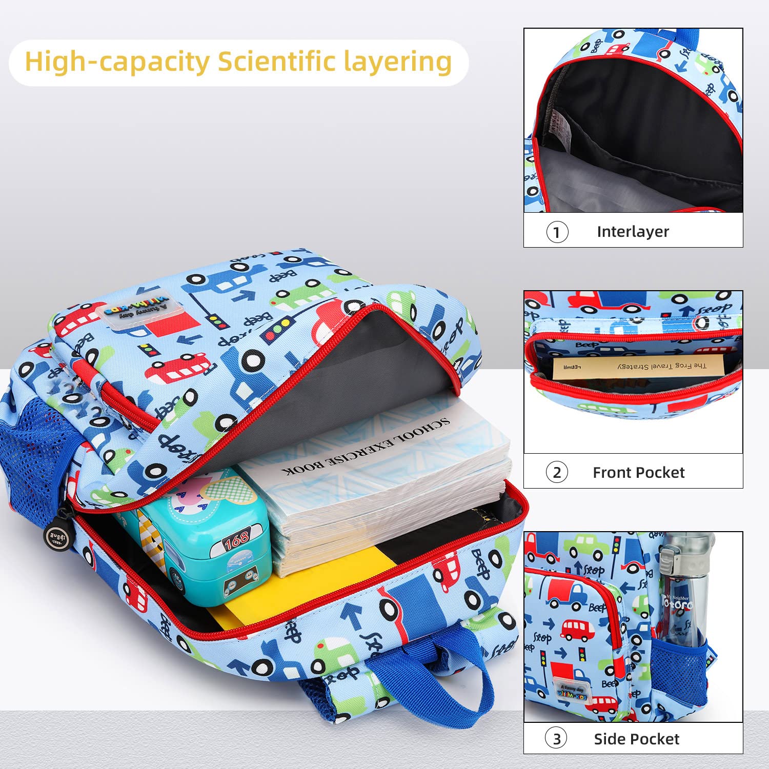 willikiva Mochila de dinosaurio 3D para niños y niñas, mochila impermeable con arnés de seguridad para preescolar