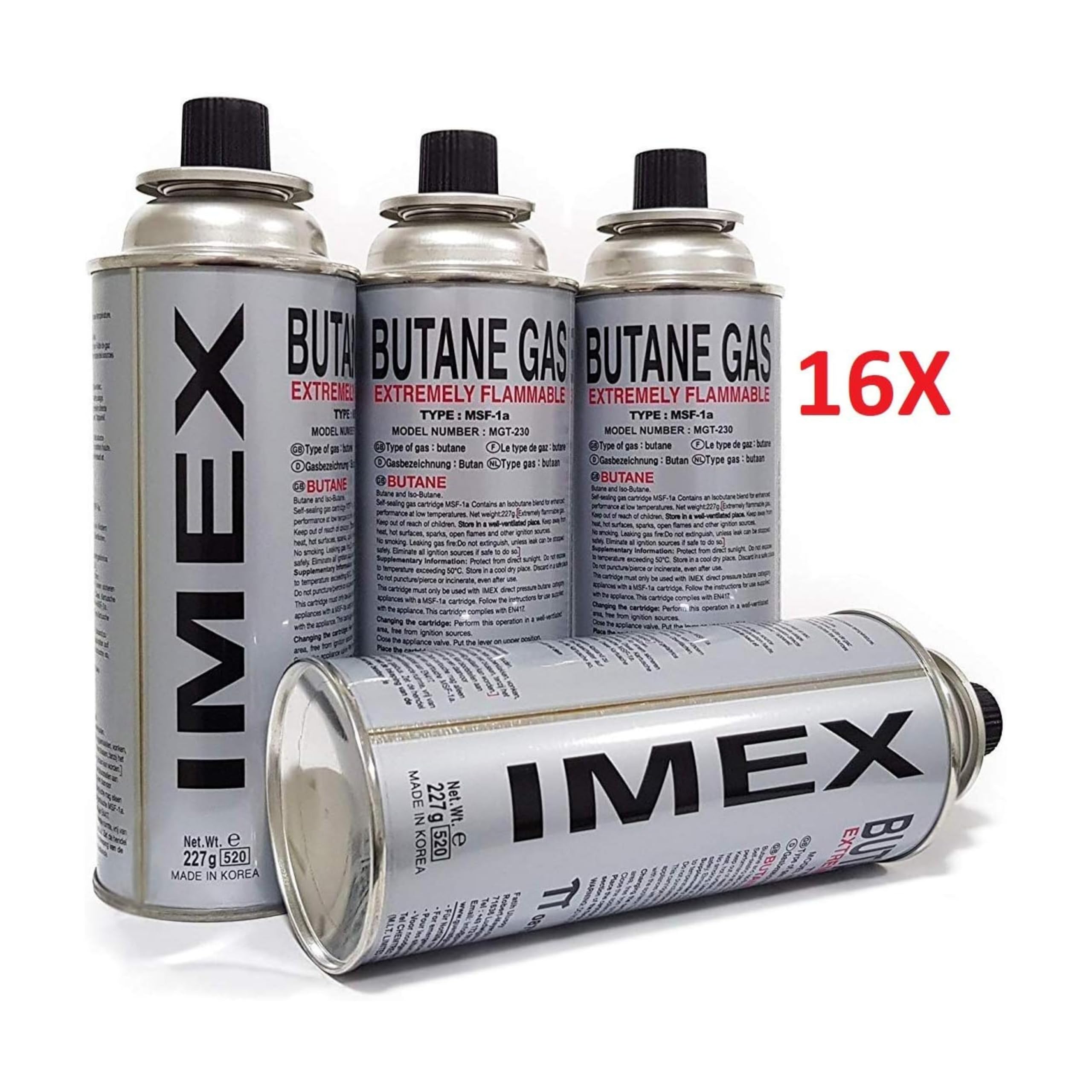 IMEX Camping Gaskocher Set mit 16 Gaskartuschen im praktischen Tragekoffer – Ideal für Outdoor, Camping, BBQ, Picknicks, und längere Abenteuer in der Natur.