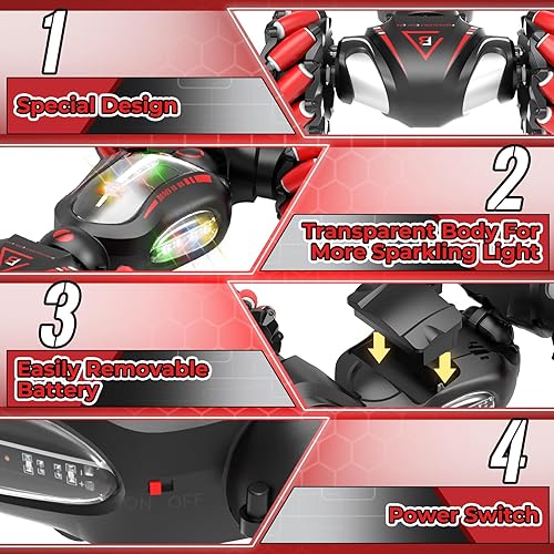 Miniatura 5 de Juguete de auto de acrobacias RC con detección de gestos para niños de 6 a 12 años, regalos de cumpleaños para niños, auto RC controlado a mano de