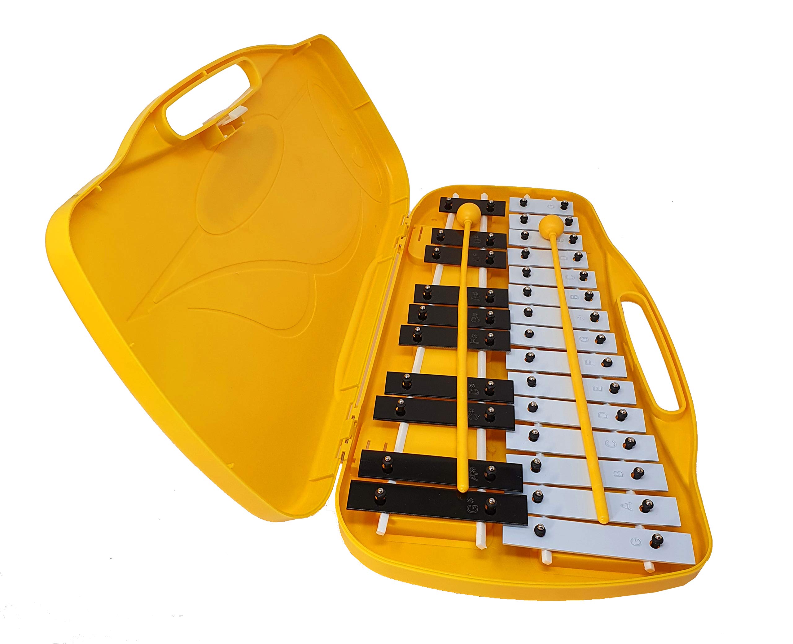 Glockenpiel Carrillón Metalófono Xilófono FOREST PERCUSSION KB13 Cromático, 25 Teclas Negras y Cromadas con Estuche y Mazas - Rockmusic España