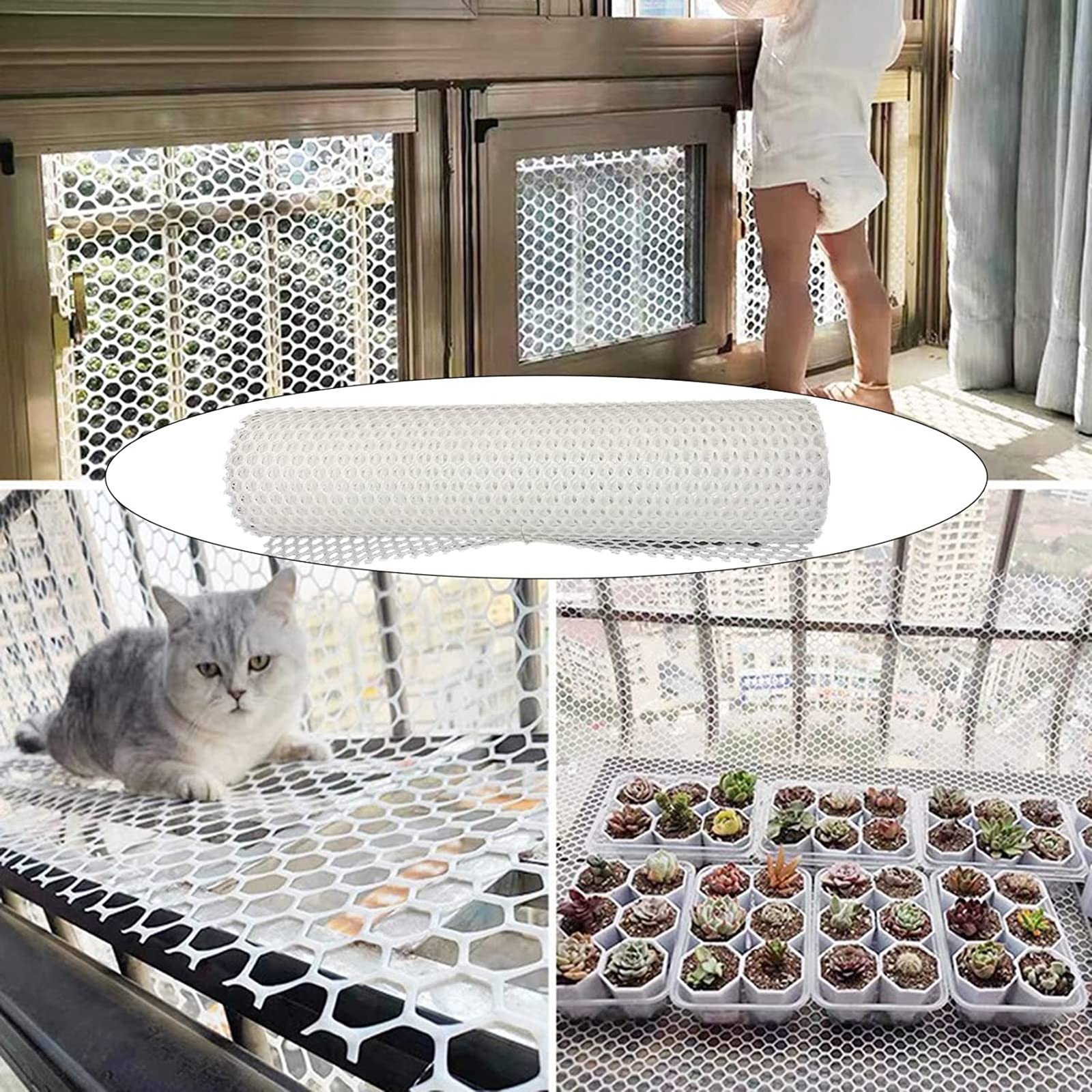 Red Gatos Cercas de Plástico, Red de seguridad para niños Anticaídas, Red de Protección Balcones para Mascota anti-mordida para Balcón Terraza Ventana Valla Transparente ( Color : Mesh 0.8cm , Tamaño