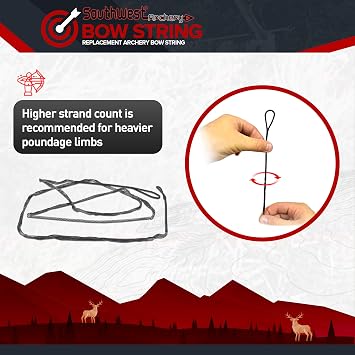 Replacement Archery Bowstring for Traditional Recurve Bows 64 - Made from Black Dacron B-55 Material