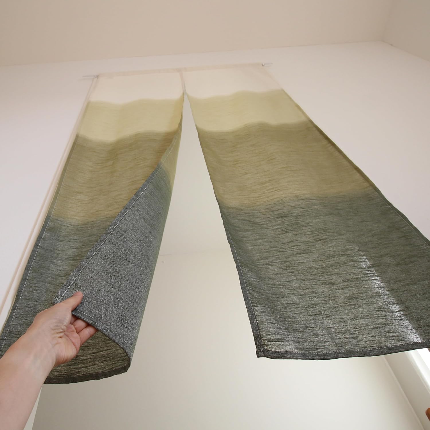 Doorway Curtain (W33.5'xH59') GENSOU Tapestry noren Room Divider (Green)