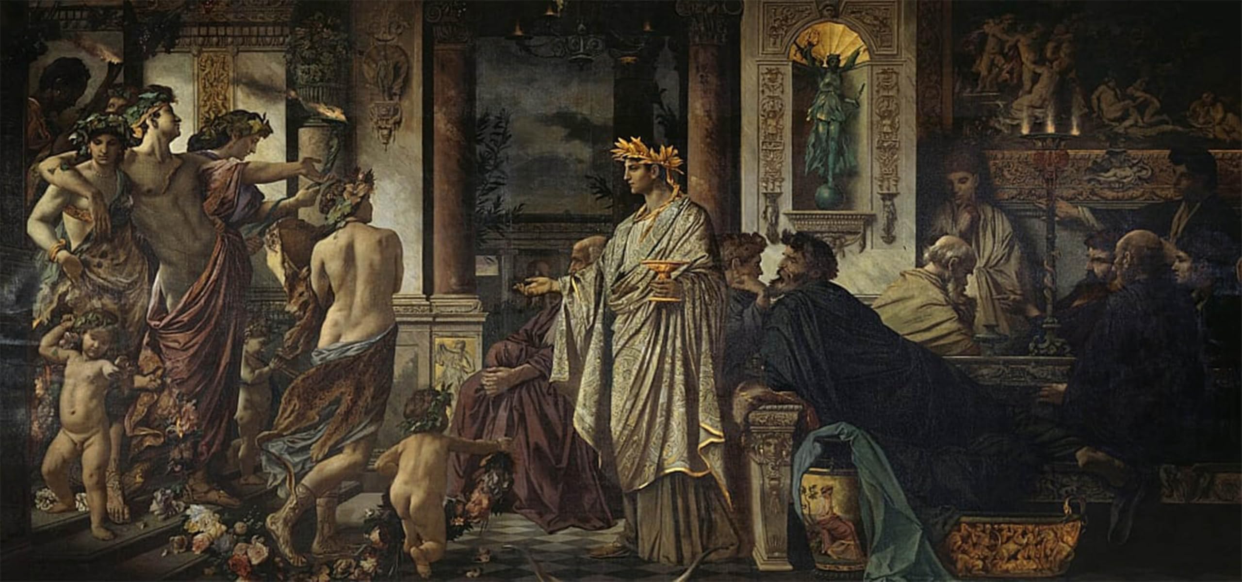SERENDIPITP Retro Picture Poster Wall Art Pictures Painting the Symposium Second Version by Anselm Feuerbach Wall Art Canvas Print for Wall Decor 60x90cm