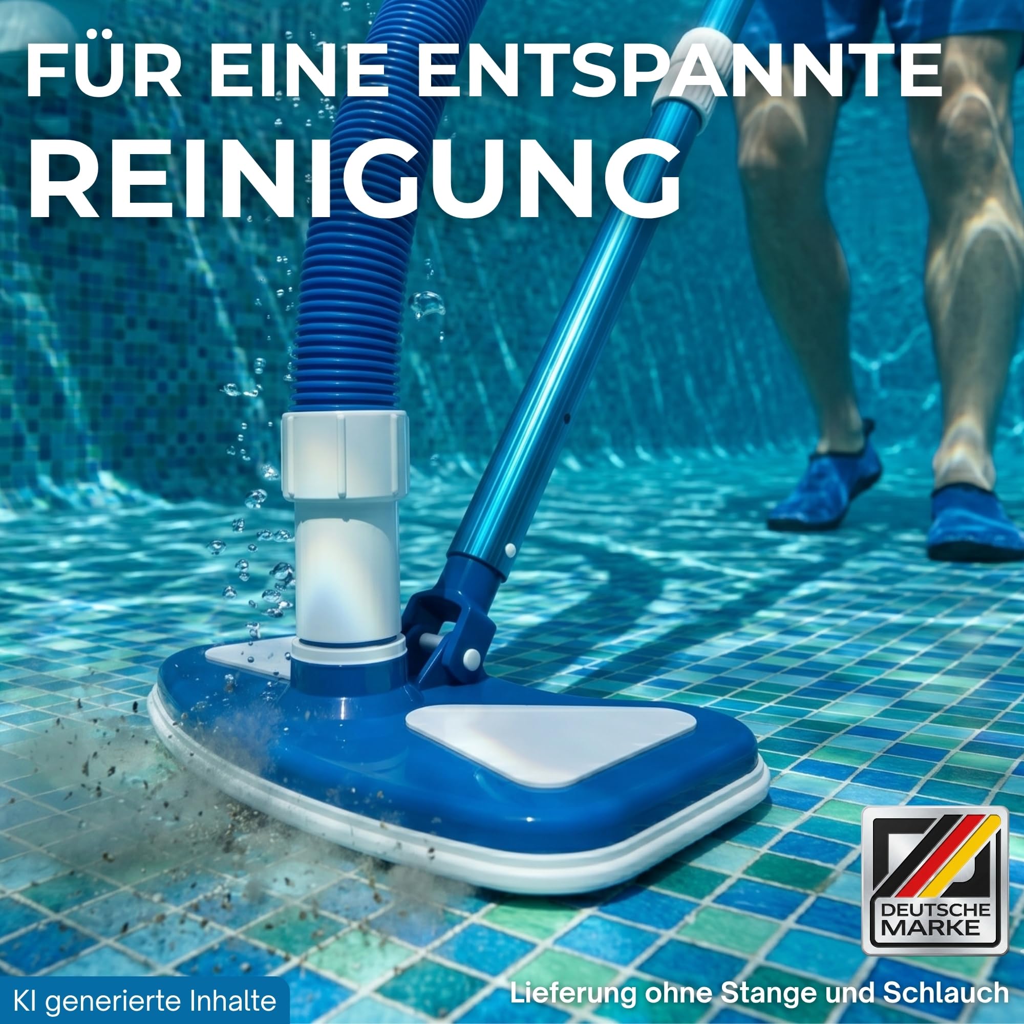 Deluxe Pool Bodendüse Handreiniger oder für Teleskopstange Bodensauger mit Schlauchanschluss Ø 32/38 mm und Nylon Bürste Poolbürste Poolsauger Bodenbürste