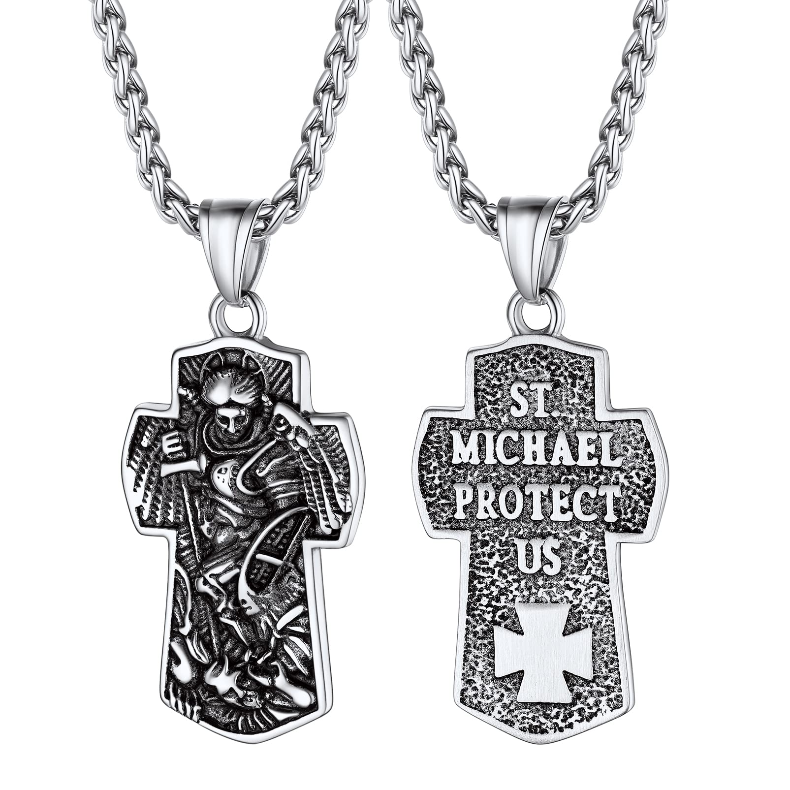 PROSTEEL St Christopher/St Benedict/St Michael Pendant Necklace for Men