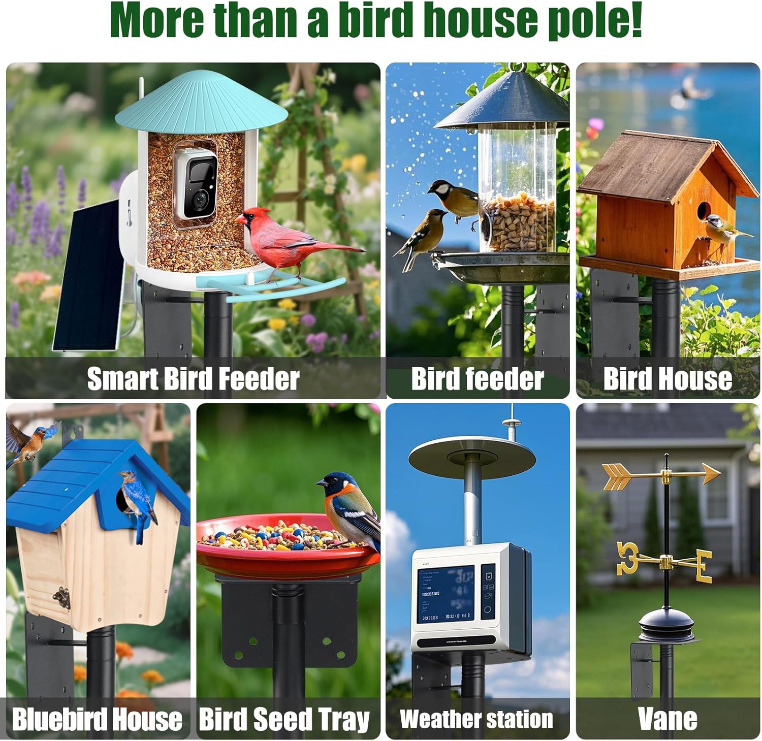 Heavy Duty Bird Feeder Pole - 117" Extra Tall Bird House Stand Outdoor, Anti-Tip Auger & Stable Mount for Smart Camera Birdfeeder,Bluebird House, Bird Buddy, Birdfy