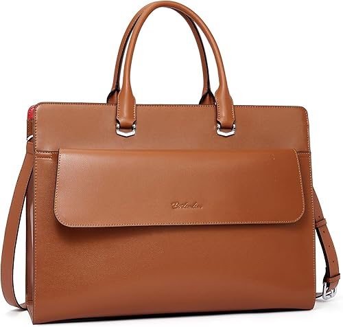 BOSTANTEN Maletín para mujer de 15.6 pulgadas portátil bolsa de hombro de cuero para negocios