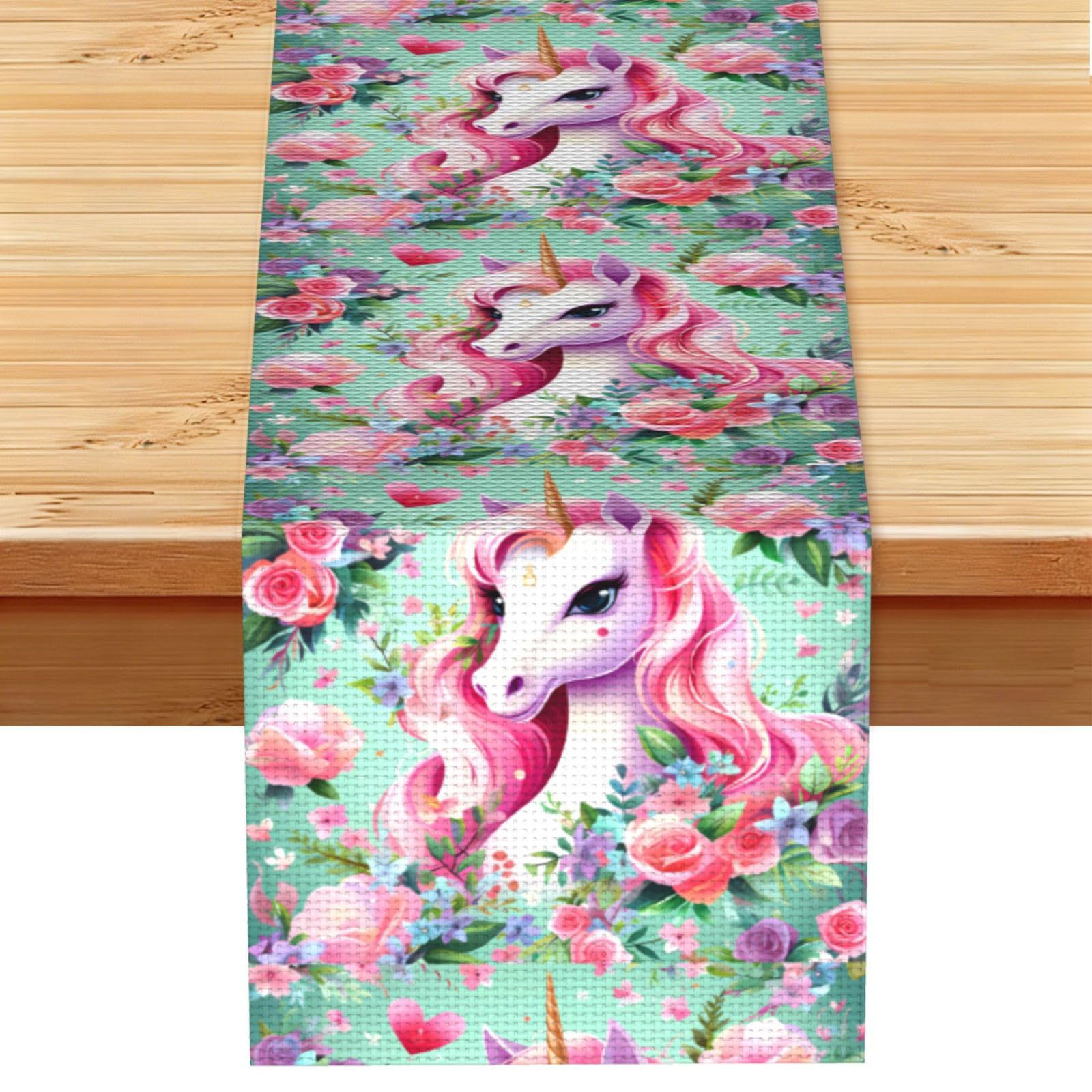 Pink Unicorn Table Runner 13x72 Inch Dining Decor