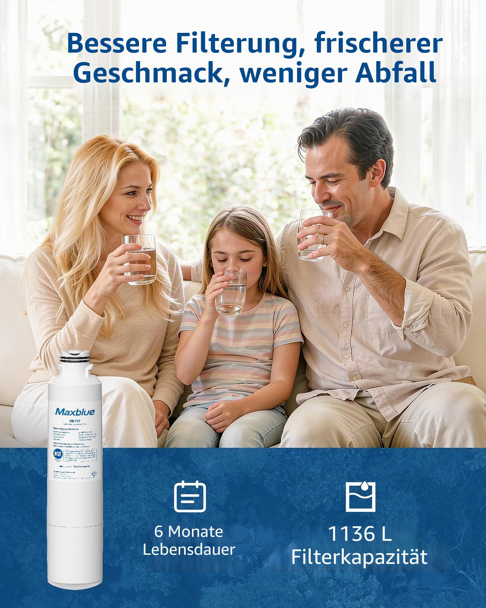 Maxblue Kühlschrank Wasserfilter, Kompatibel mit Samsung® DA29-00020B, DA29-00020A, HAFCIN, HAF-CIN, HAF-CIN/EXP, DA97-08006A-B, DA-97-08006A/B, DA29-00019A, 46-9101, RF28HMEDBSR (3)