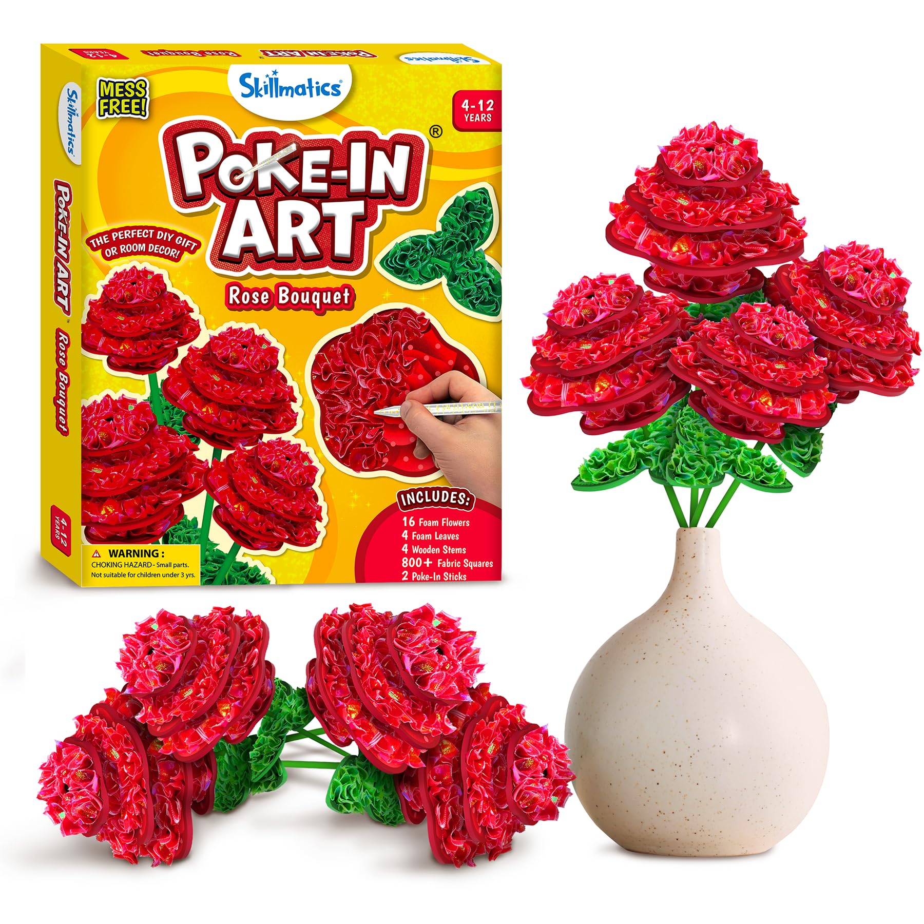 Skillmatics Poke-in Art – Rose Bouquet, Wood Craft Kit, Gift for Kids