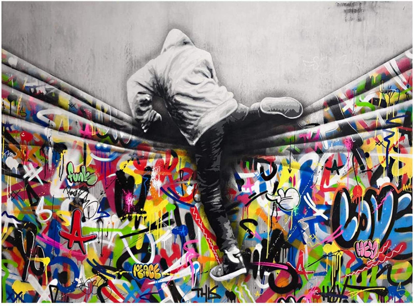 Images sur toile sur cadre 80 x 60 cm banksy pret a accrocher 4172